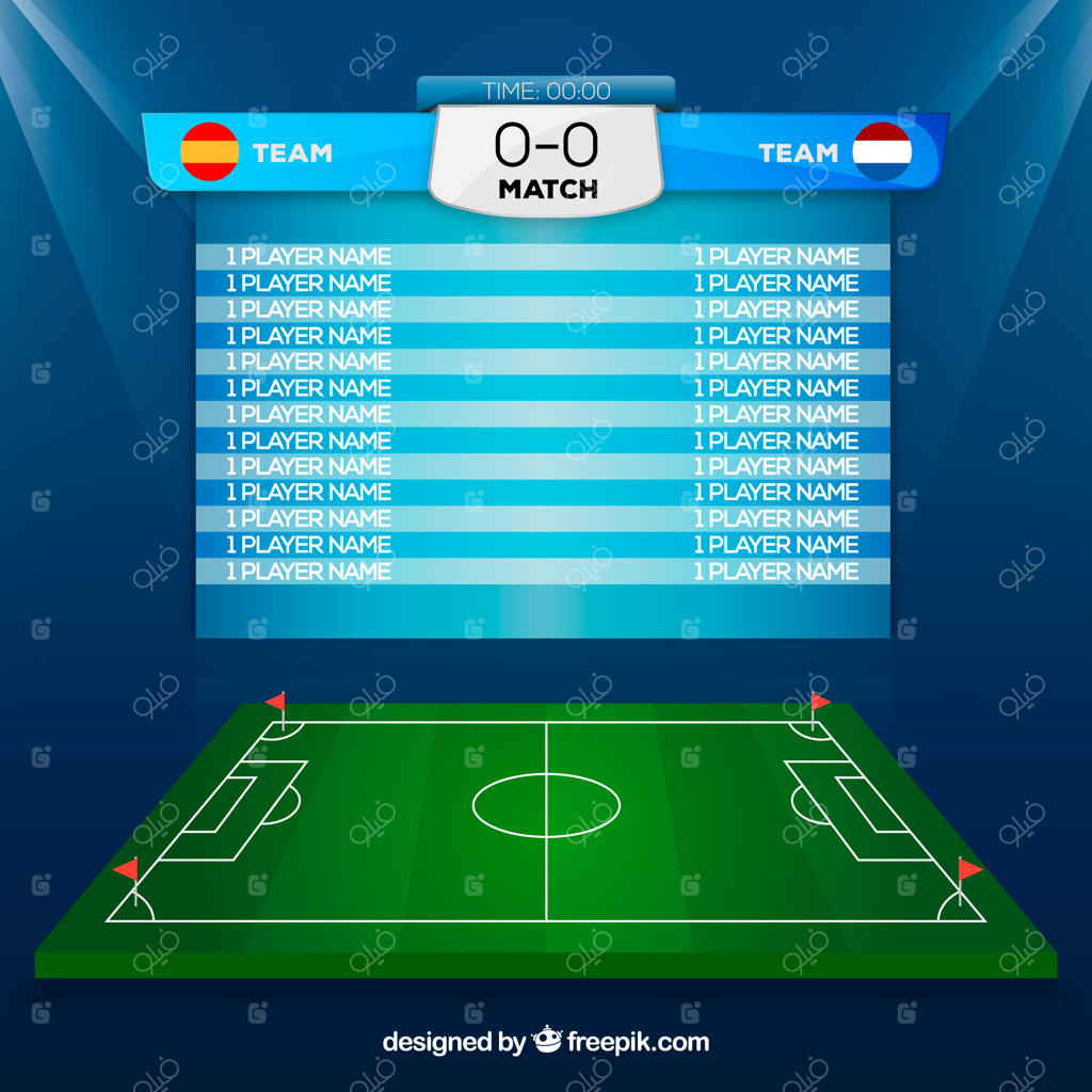 پس‌زمینه‌ی زمین فوتبال با تابلو امتیازات