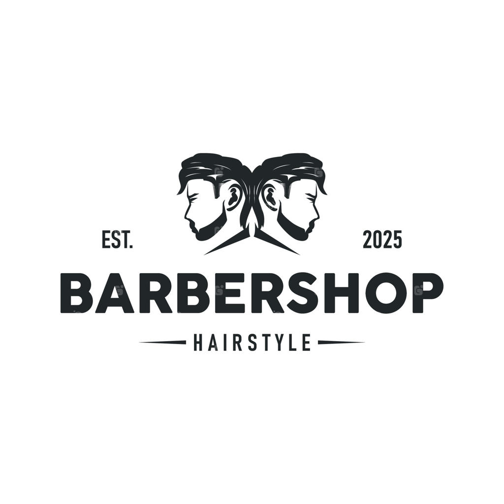 طراحی لوگوی مدرن وینتیج برای آرایشگاه، مفهوم آرایشگاه با استایل موی زیبا و آیکون سایه‌ای از ابزار اصلاح