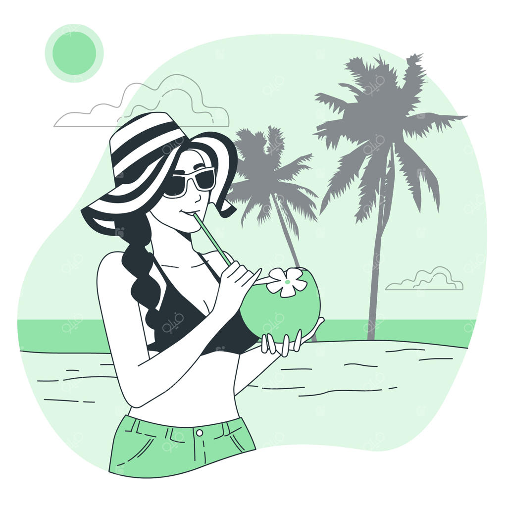 تصویرسازی مفهومی نوشیدن آب نارگیل