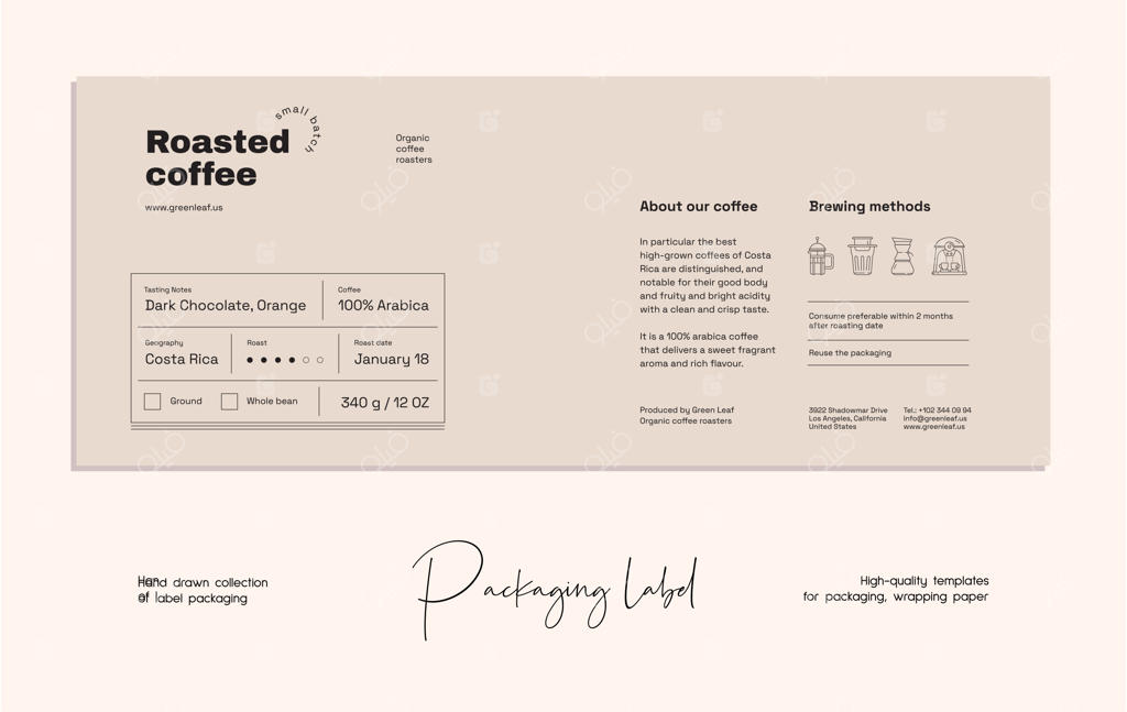 قالب طراحی برچسب لوازم آرایشی با خطوط هنری دستی