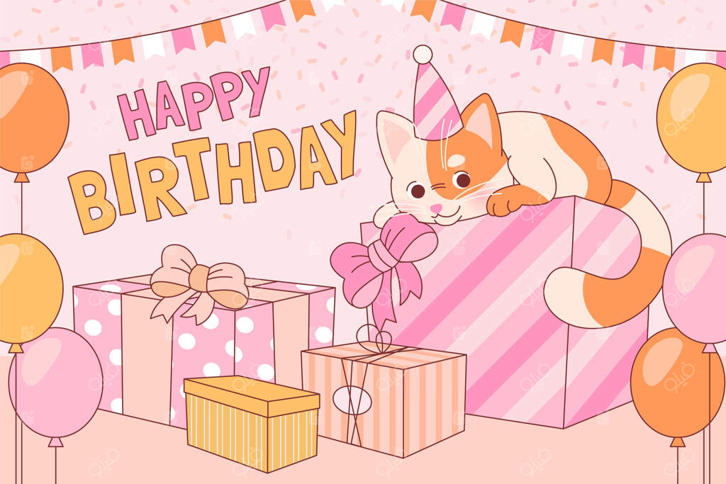 پس‌زمینه‌ تولد گربه با طرح ارگانیک و فلت