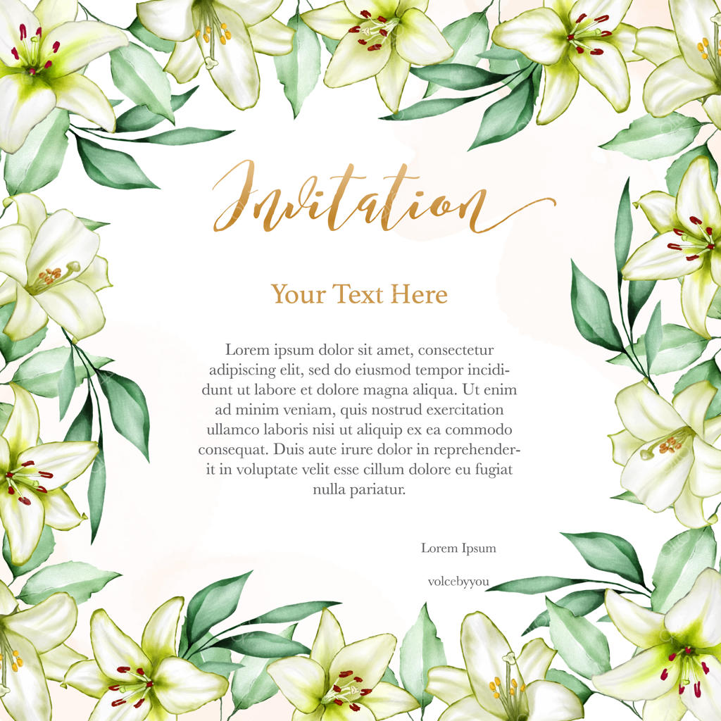 قالب کارت دعوت عروسی با طرح گل‌های آبرنگی