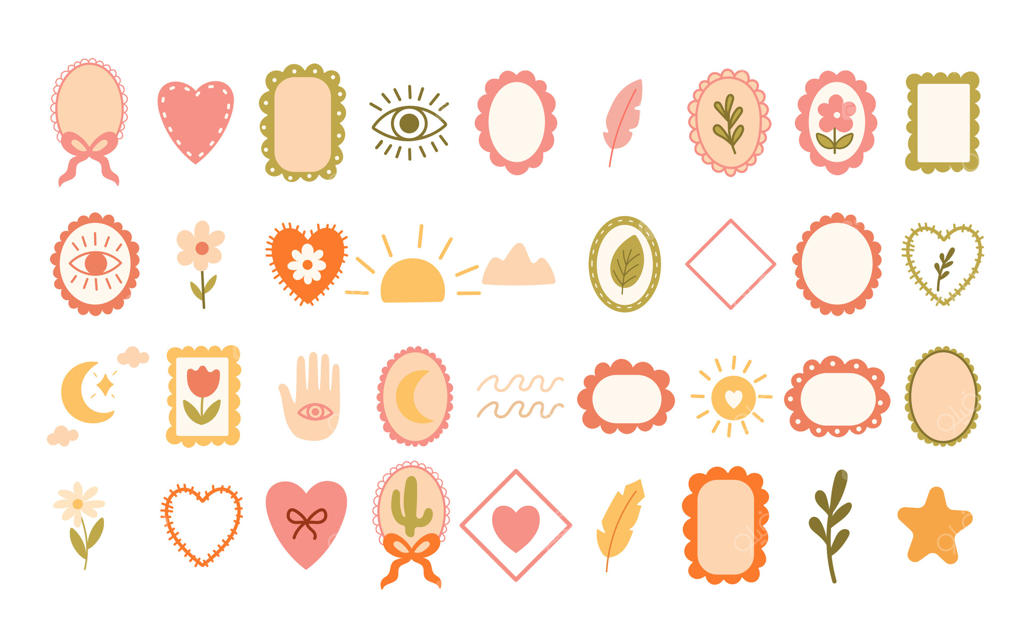 مجموعه عناصر بوهو با قاب‌ها و آیکون‌ها