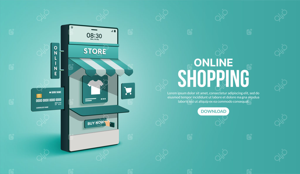 خرید آنلاین از وب‌سایت و اپلیکیشن موبایل با گوشی هوشمند، بازاریابی دیجیتال و فروشگاه