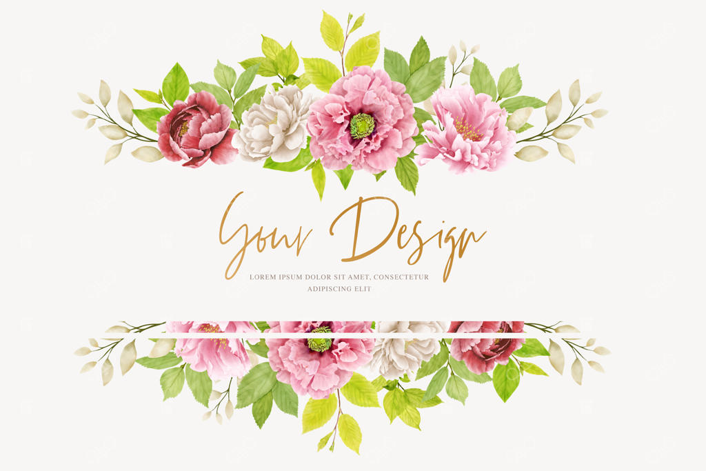 طراحی پس‌زمینه با قاب گل‌های آب‌رنگی