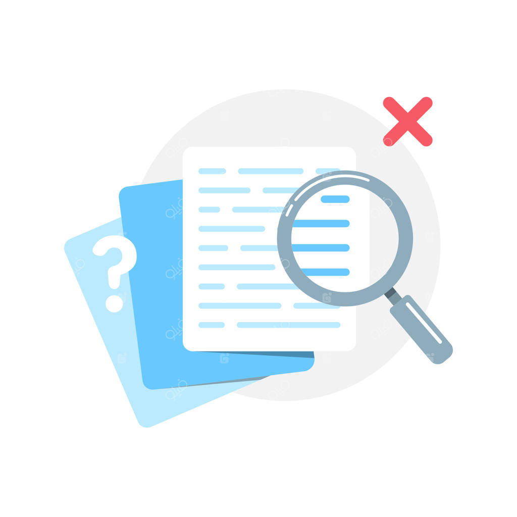 وکتور تصویرسازی مفهوم پیدا نشدن داده و اطلاعات با سبک فلت؛ المان گرافیکی مدرن مناسب برای صفحه فرود، وضعیت خالی رابط کاربری (Empty State)، اینفوگرافیک و آیکون