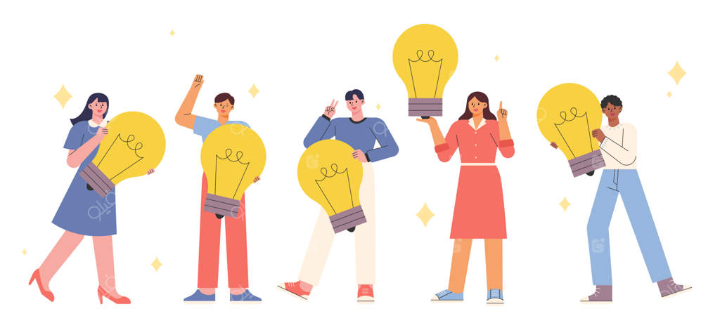 جمعی با شادی و چراغ‌های بزرگ در دست‌هایشان. تصویر برداری تخت.