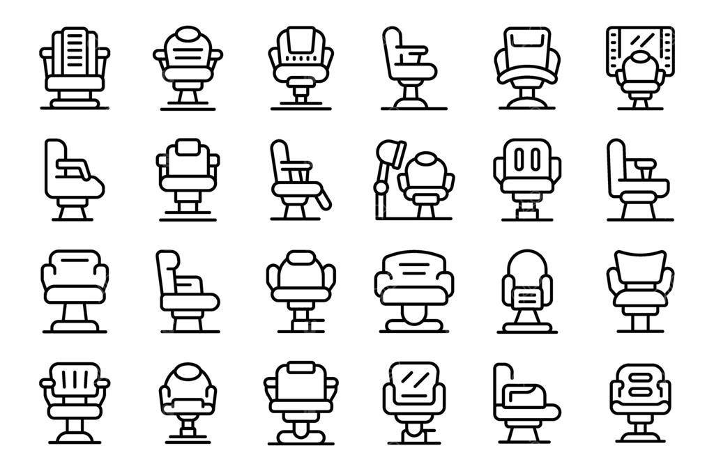 مجموعه آیکون‌های صندلی آرایشگاه به سبک برداری. مد صندلی