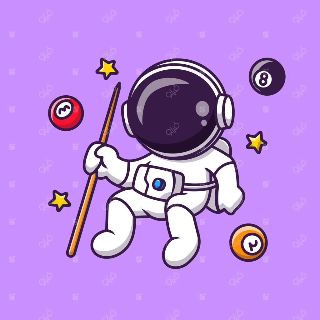 تصویر بامزه ای از یک فضانورد که در فضا بیلیارد بازی می‌کند. ورزش و علم در کنار هم