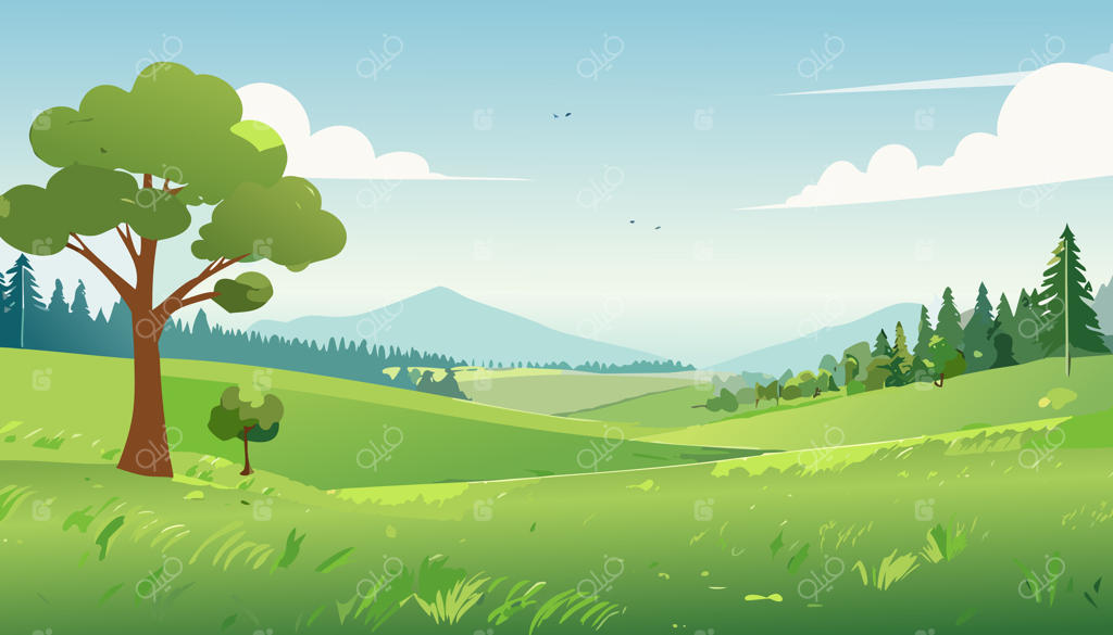 چشم‌انداز سبز با درختان و چمن - طبیعت درختی باغ پارک جنگل بهار ابر دشت حومه شهر صحنه