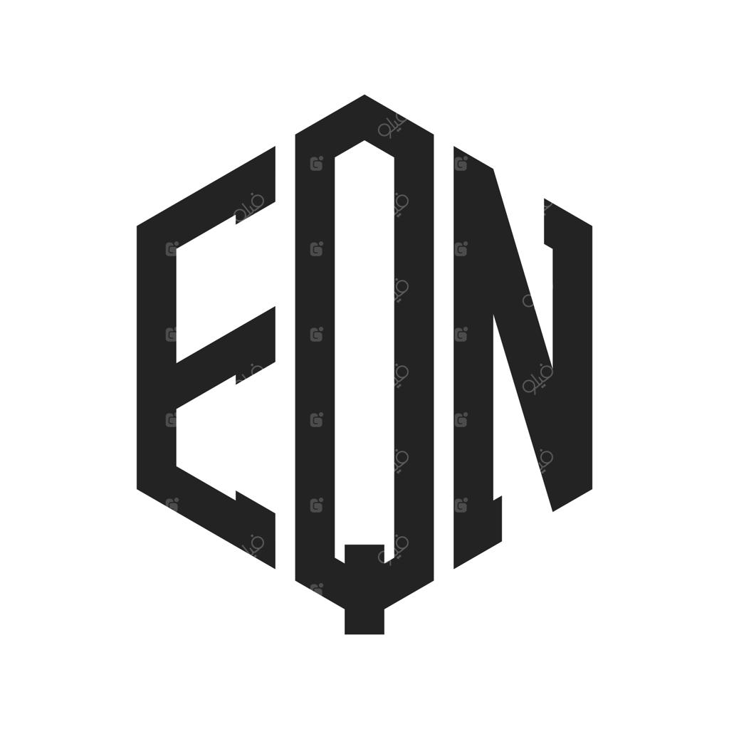طراحی لوگوی مونوگرام حروف EQN با شکل شش‌ضلعی