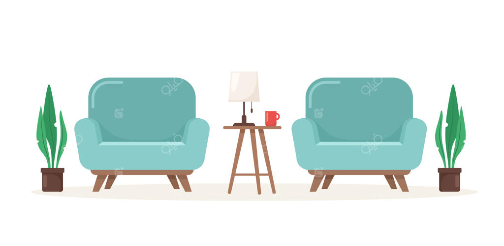 دو صندلی شیک و زیبا با میز و چراغ رومیزی.