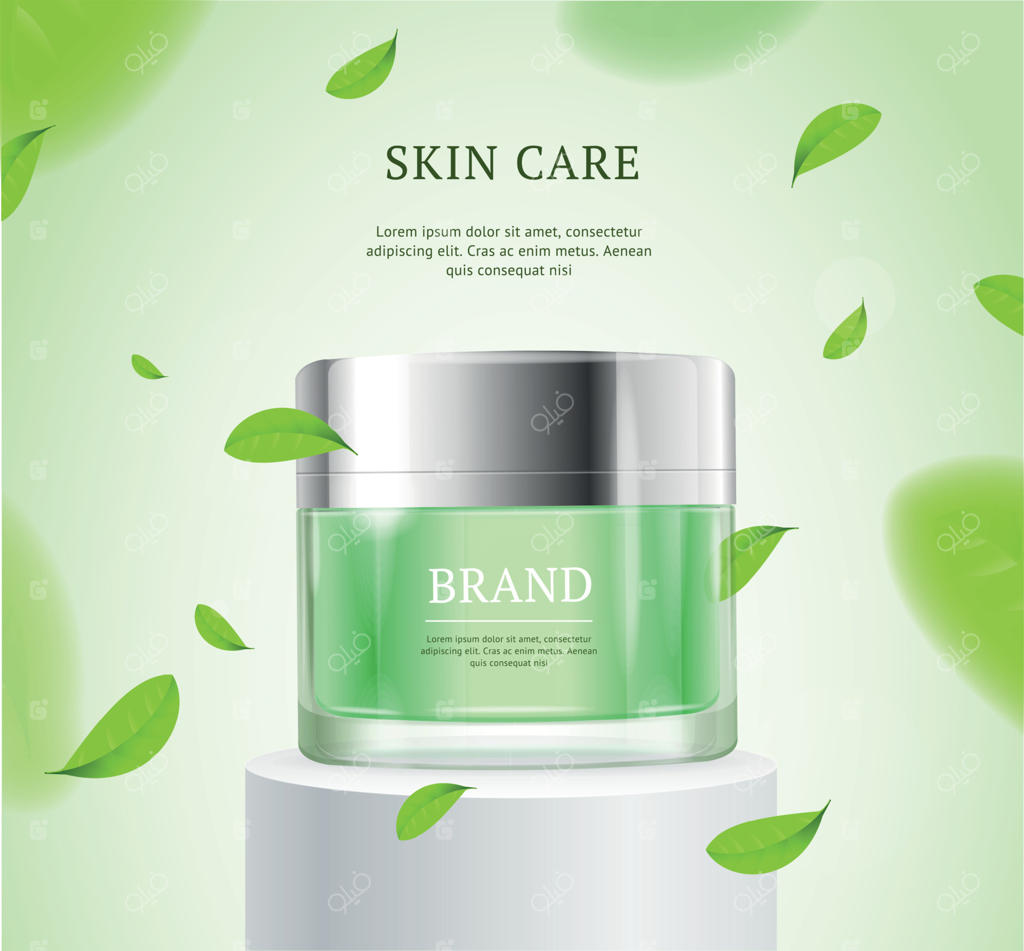 پس‌زمینه کارت مفهومی تبلیغات کرم سه‌بعدی واقعی و دقیق. وکتور