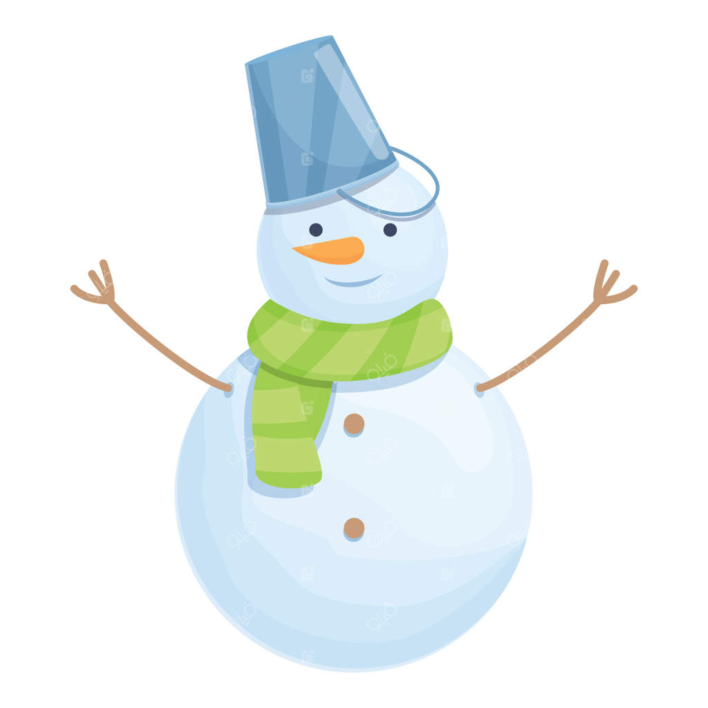 آیکون کارتونی آدم برفی در باغ. آدم بامزه کریسمس