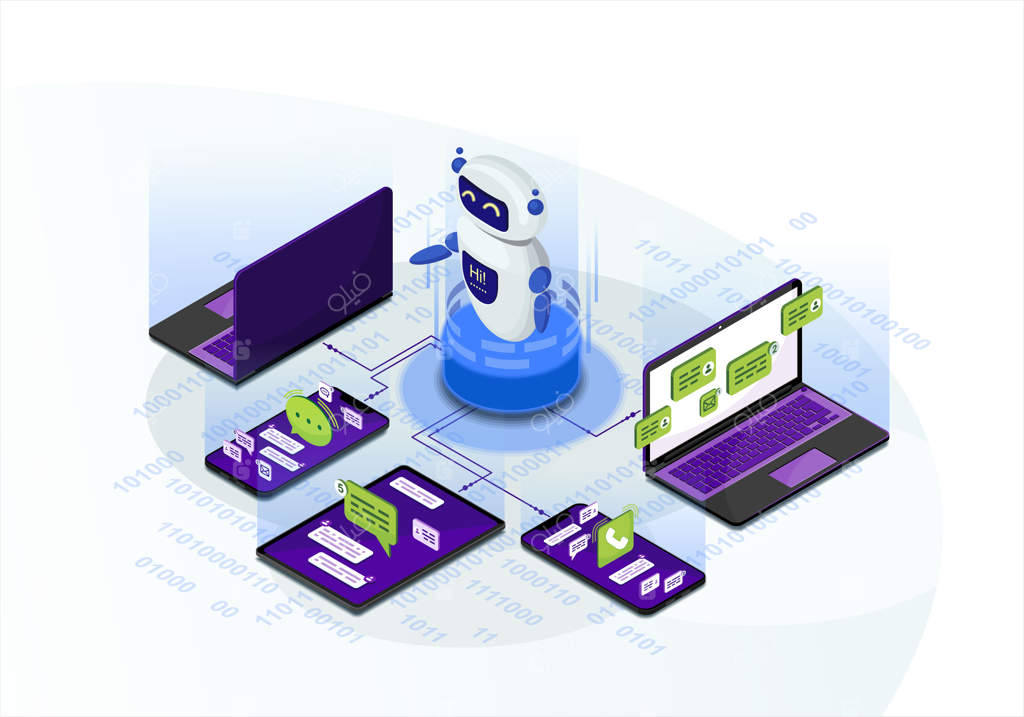 تصویر برداری ایزومتریک از چت‌بات