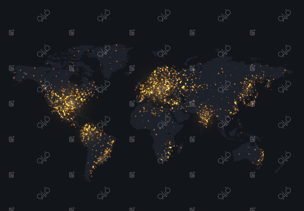 نقشه‌ی شبانه‌ی جهان: درخشندگی کشورها و شهرها