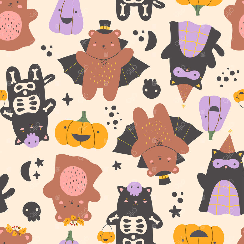 پترن یکپارچه هالووین کودکانه بامزه