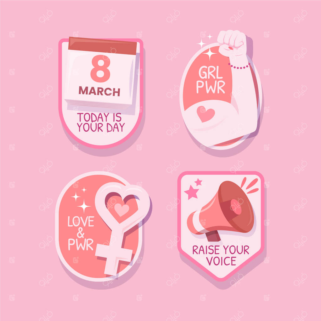 مجموعه نشان‌های روز جهانی زن با طراحی گرادیان