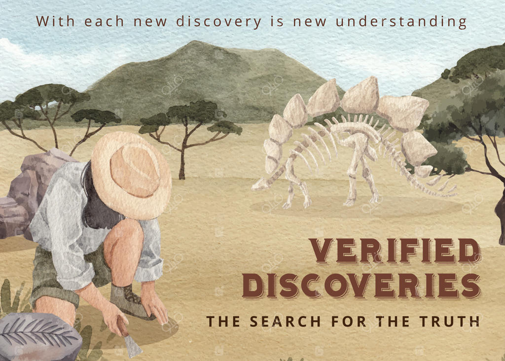 قالب کارت پستال با طرح باستان‌شناس فسیل به سبک آبرنگی