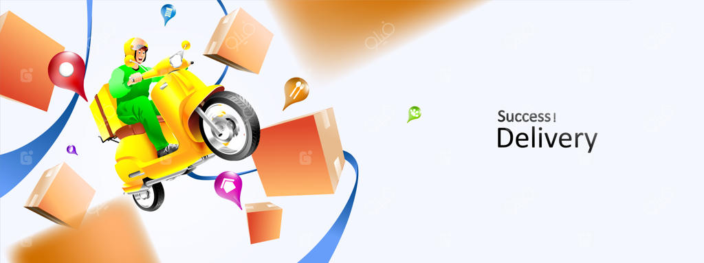 تحویل سریع بسته با اسکوتر از طریق موبایل، سفارش بسته در تجارت الکترونیک با اپلیکیشن، پیگیری پیک با اپلیکیشن نقشه، مفهوم سه‌بعدی، تصویر سازی وکتور.