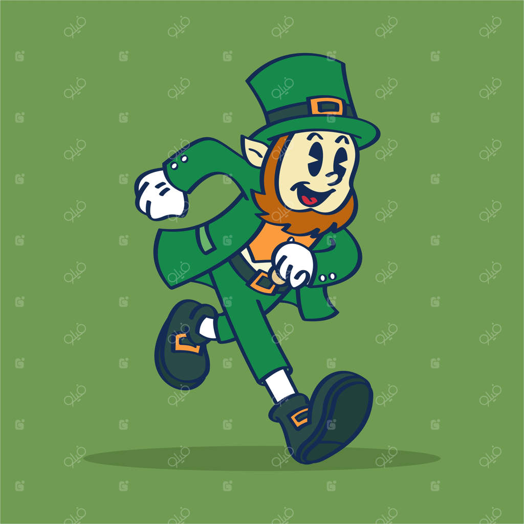 شخصیت کارتونی از لپرکان: طراحی دستی وکتور دویدن