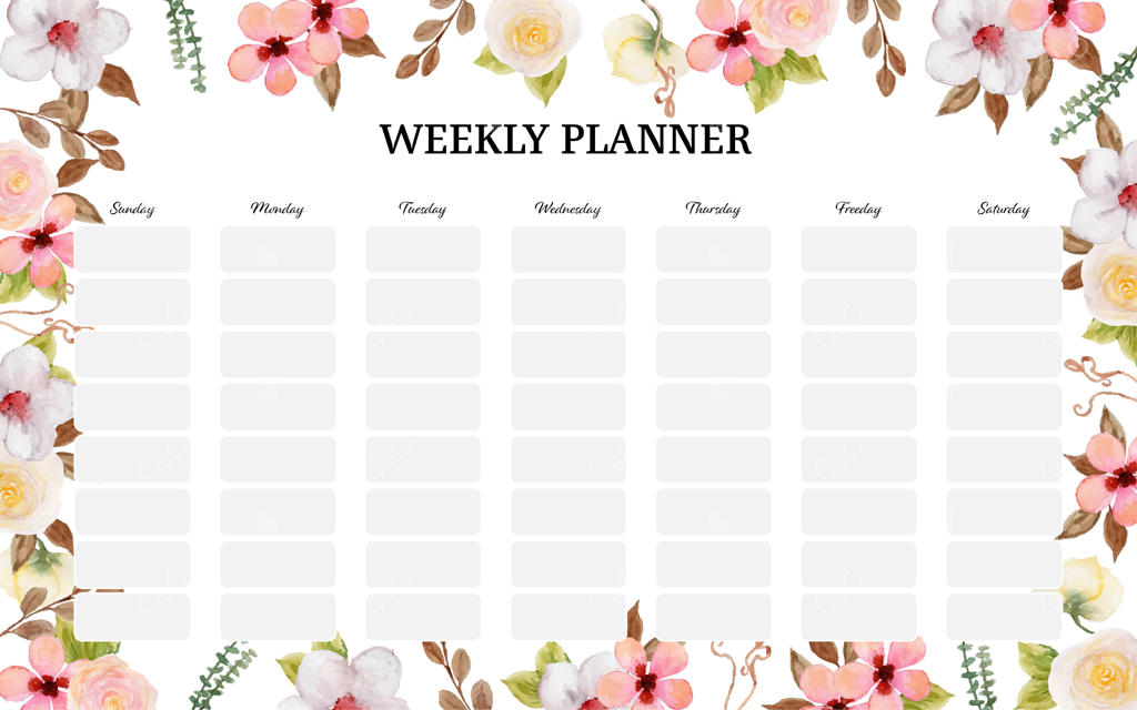 برنامه‌ریزی هفتگی زیبا و رنگارنگ با گل‌های پاستلی جذاب