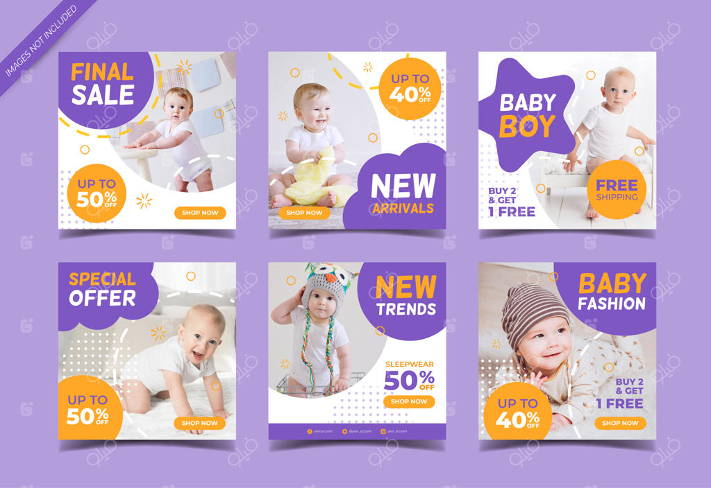 مجموعه قالب پست اینستاگرام برای فروش ویژه مد کودک