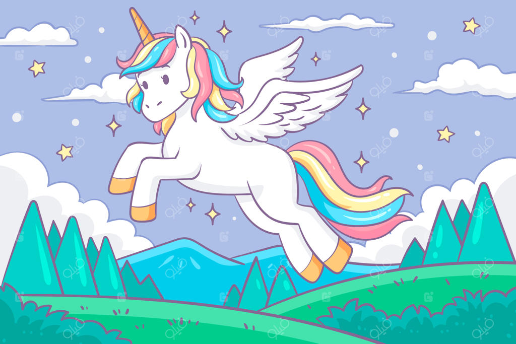 تصویر طراحی دستی یونیکورن