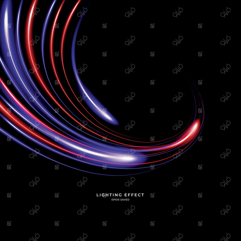 وکتور رد نورهای رنگارنگ با افکت محو حرکت.