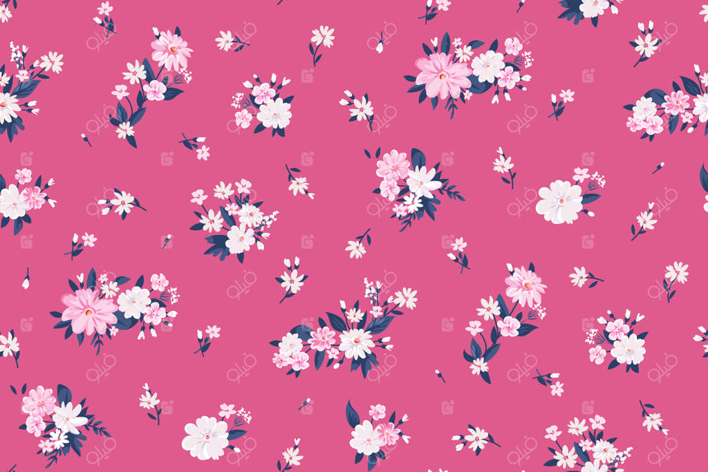 پترن گل‌های تابستانی معاصر با گل‌های کوچک شیک بر روی زمینه سبز برای سطح دیجیتال و پارچه‌های کتان به سبک فانتزی وکتور