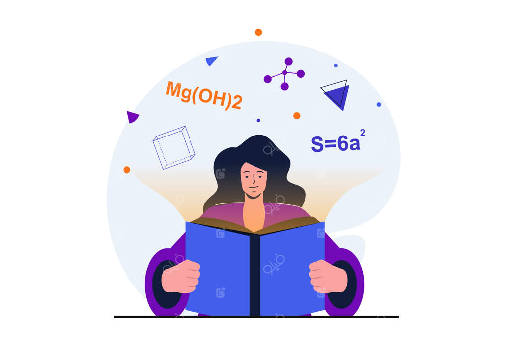 بازگشت به مدرسه: طراحی مدرن برای بنر وب - دانش‌آموز در حال مطالعه کتاب شیمی