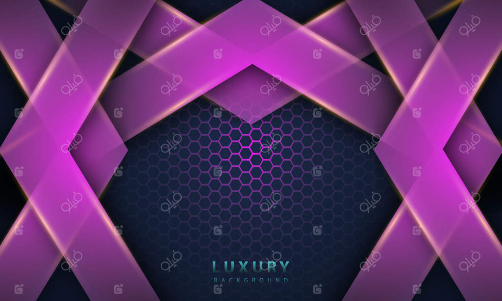 پس‌زمینه لوکس با طراحی شش‌ضلعی و نور صورتی فلزی انتزاعی