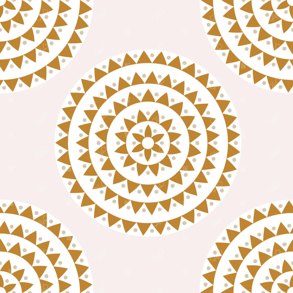 کارت ماندالای زیبا: گل دایره‌ای تزئینی و فانتزی در پس‌زمینه‌ای سفید. آرایشی هندسی و دلنشین به سبک شرقی.