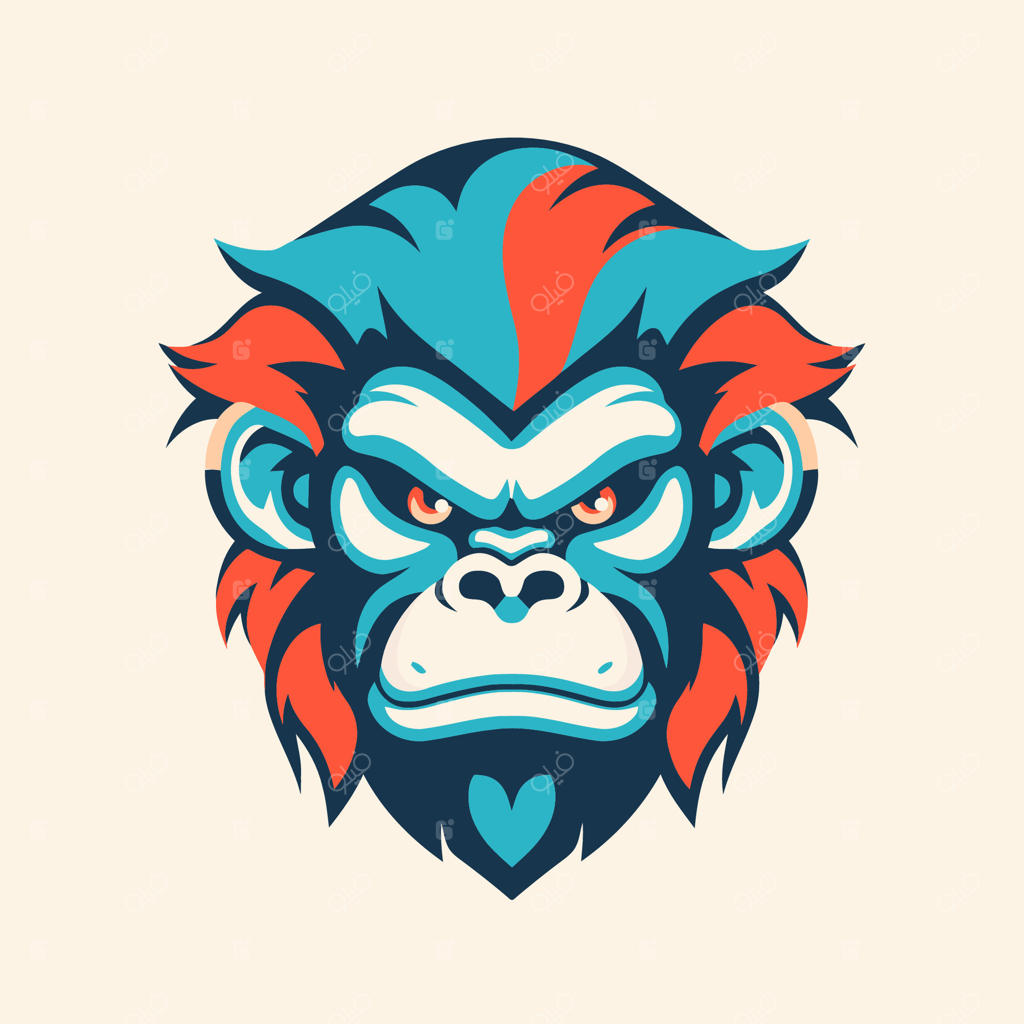 تصویرسازی وکتور لوگوی مسکات سر گوریل، مناسب برای چاپ روی تی‌شرت