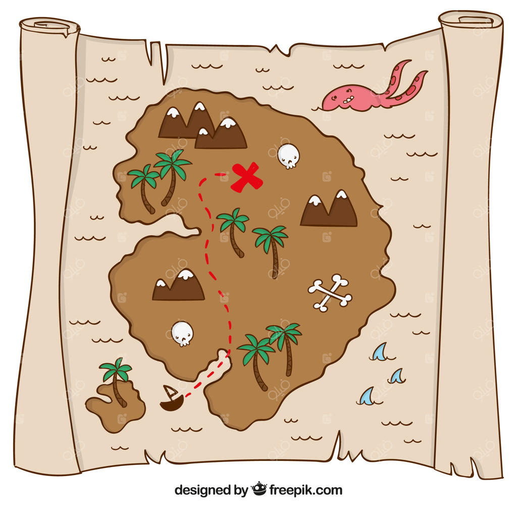 کاغذ قدیمی با نقشه گنج