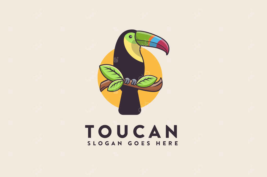 لوگوی وکتور کارتونی توکان رنگارنگ و جذاب