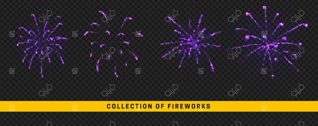 نورهای آتش بازی، انفجارهای آتش بازی، مجموعه‌ای از افکت‌های نوری با طراحی واقعی - تصویر وکتور