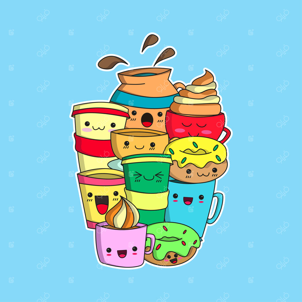 نقاشی قهوه و دونات‌ها