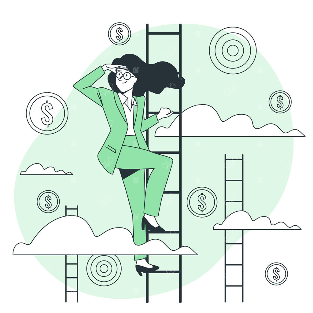 تصویر مفهومی بالا رفتن از پله‌ها