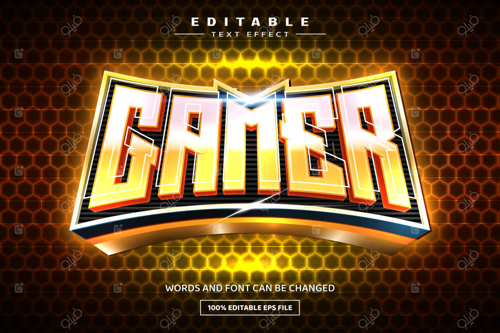 قالب افکت متنی ویرایش‌پذیر سه‌بعدی بازیکن زرد