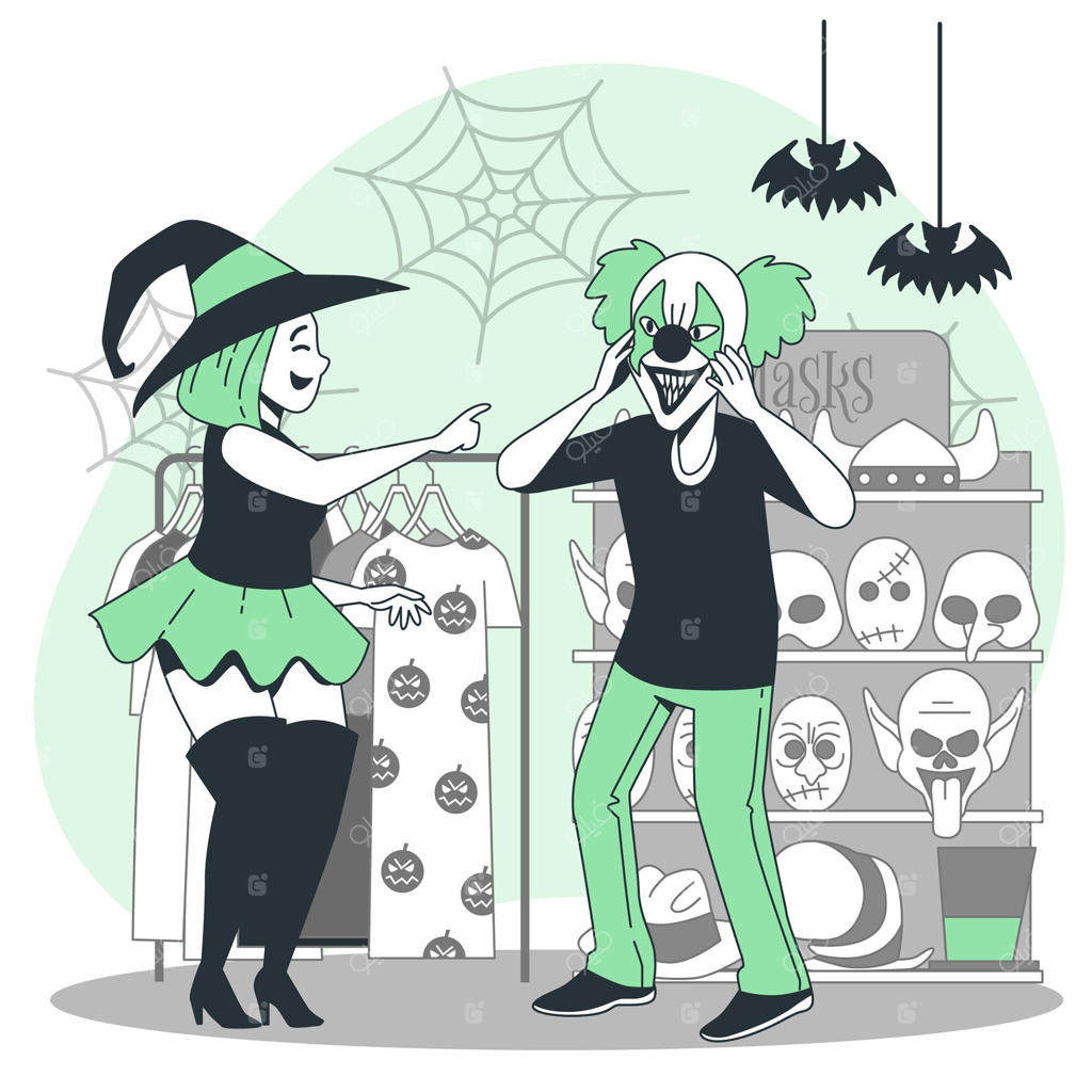 تصویر مفهومی خرید لوازم هالووین توسط مردم