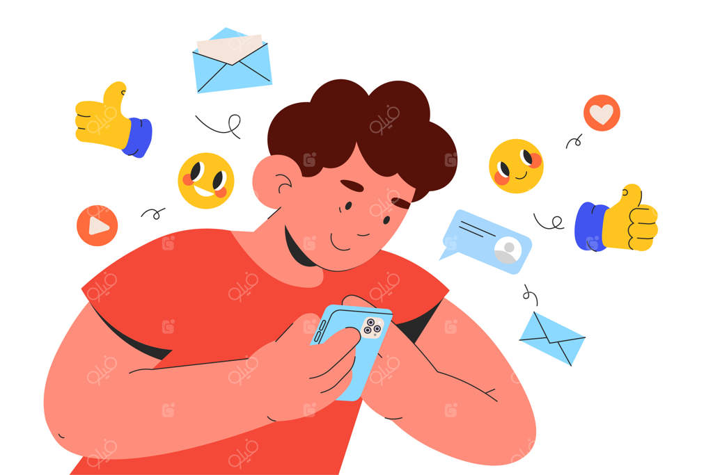 تصویر ارتباط اینترنتی و پیام‌رسانی در شبکه‌های اجتماعی