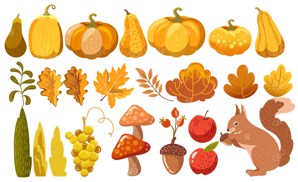 مجموعه‌ای از عناصر تم پاییزی