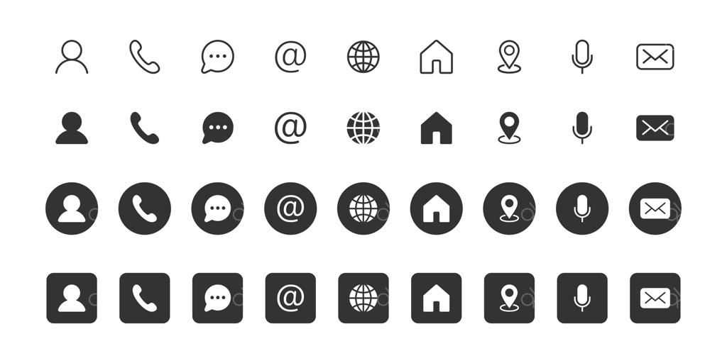 مجموعه آیکون‌های تماس با ما و آیکون‌های وب