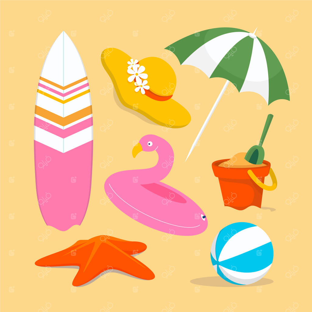 مجموعه عناصر طراحی تخت برای تابستان