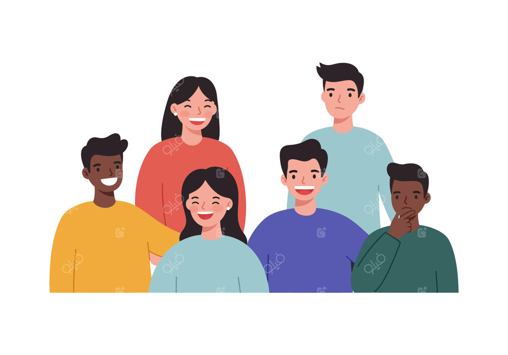 تصویرسازی وکتور فلت و مینیمال از گروه متنوعی از جوانان خندان