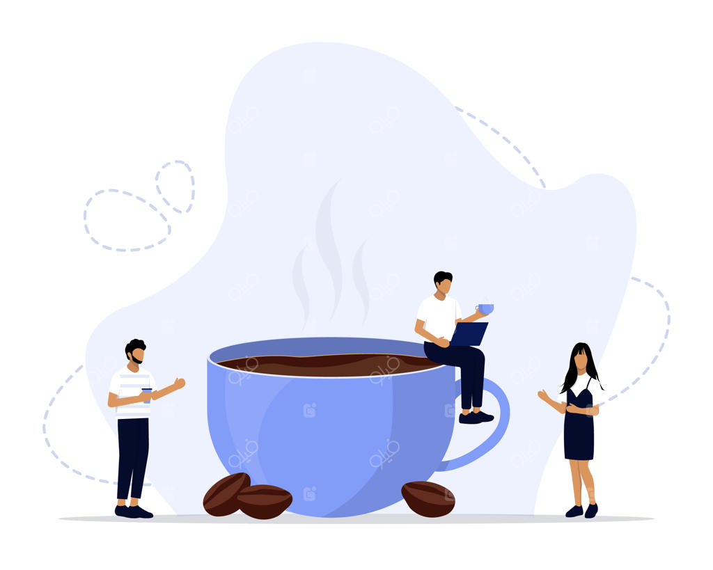 تصویرسازی مفهومی وقت استراحت و صرف قهوه