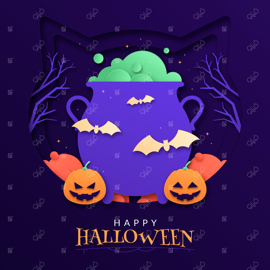 تصویرسازی به سبک کاغذی برای جشن هالووین