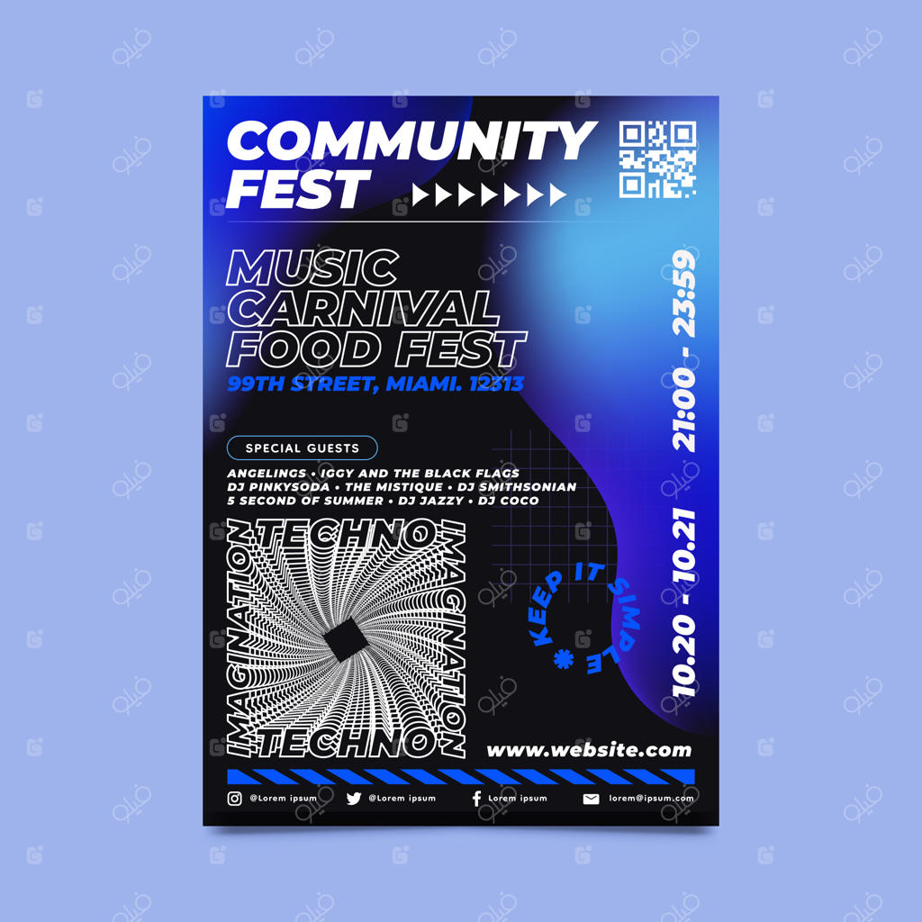 قالب پوستر رویداد موسیقی با گرادیانت رنگی