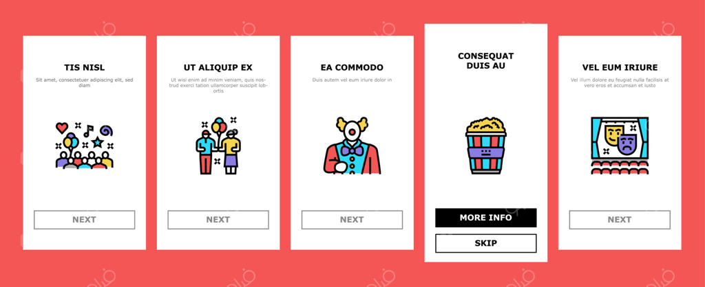 مجموعه آیکون‌های پذیرش و سرگرمی پارک تفریحی وکتور